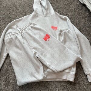 White Fox Boutique Gray Hoodie and Sweatpants Set